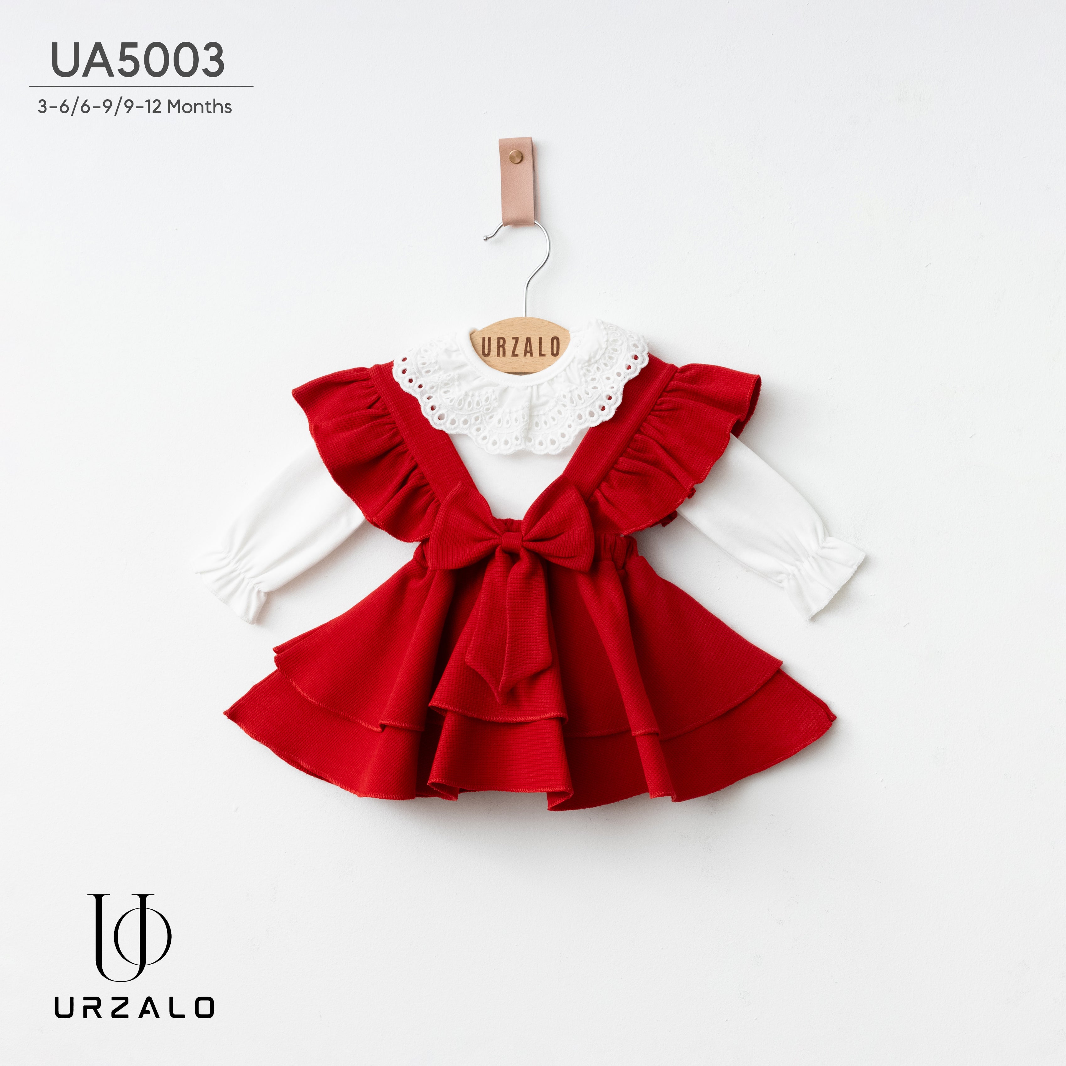 Urzalo-Luana Waffle Gilet Dress Set-RED